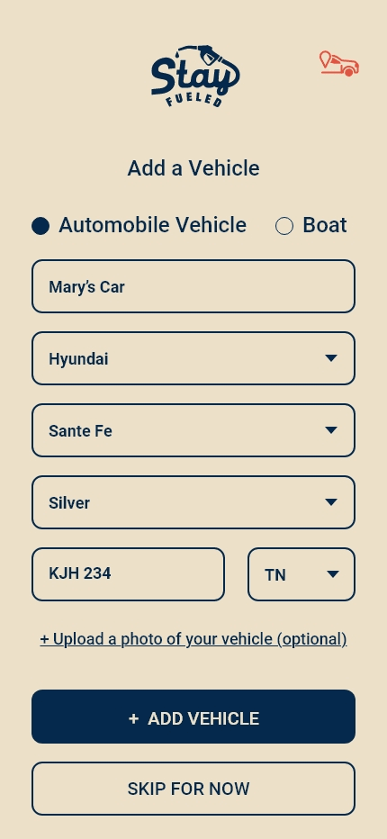 2u-fuel app screen