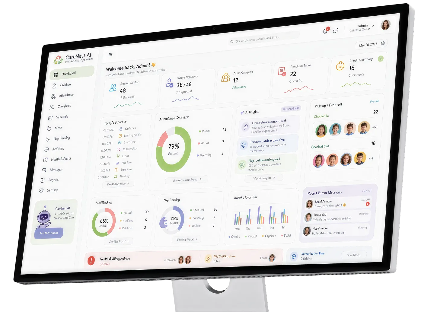 Admin Childcare dashboard screen
