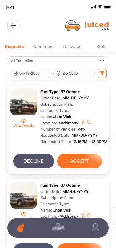 Fuel delivery app screen 13