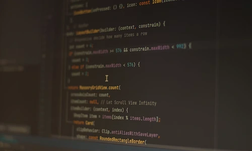 Flutter and Dart application code open in a development environment