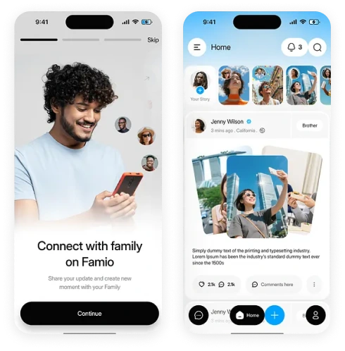 Social media user app screens