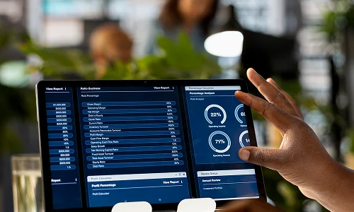 Mobile application preview on a laptop and smartphone