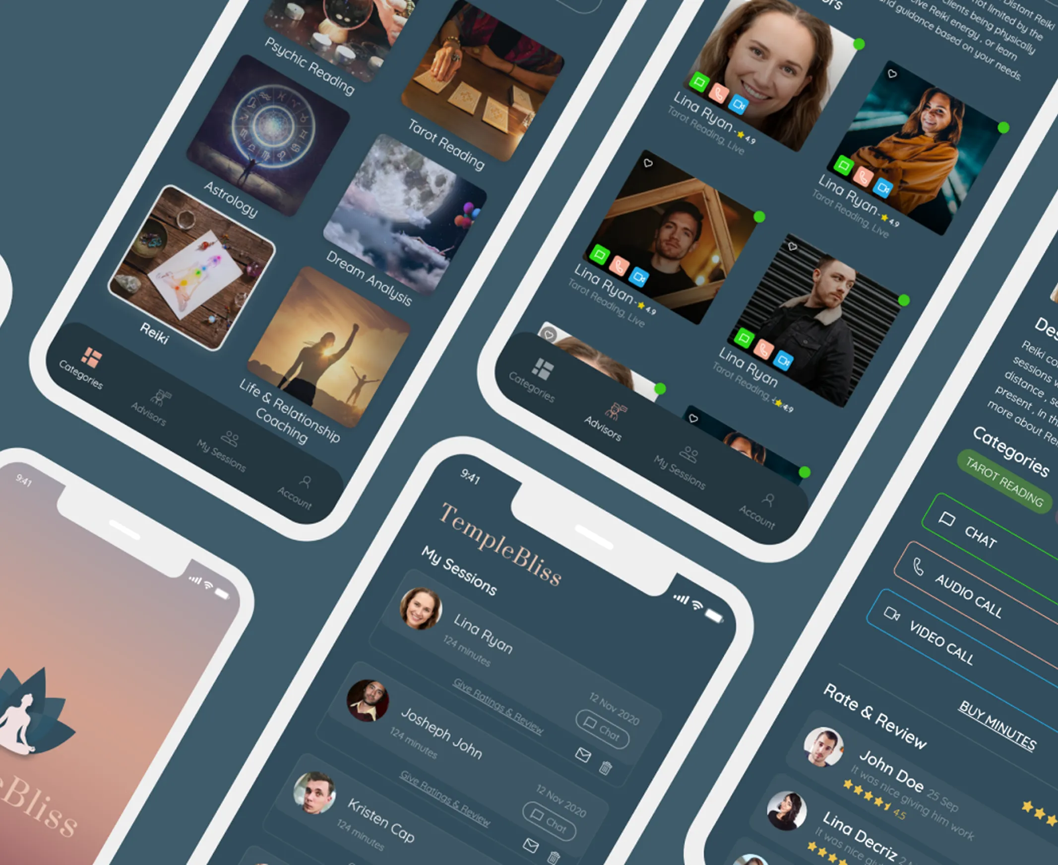 Templebliss app case study screen