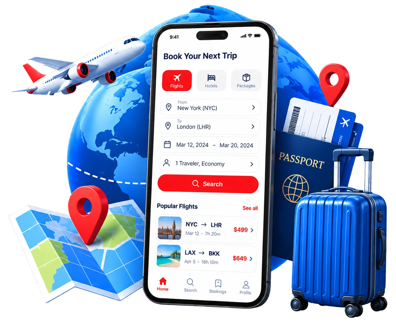 Travel app development visual