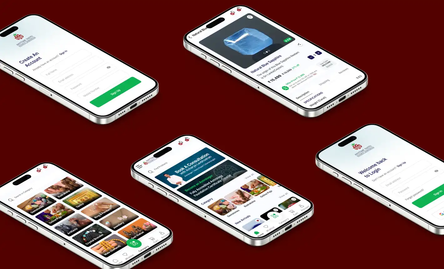 Anytime Vastu App Screens