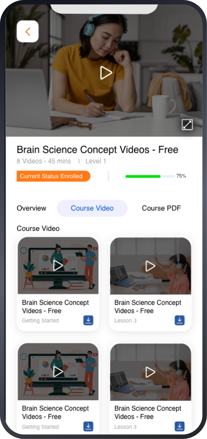 brainywood app screen