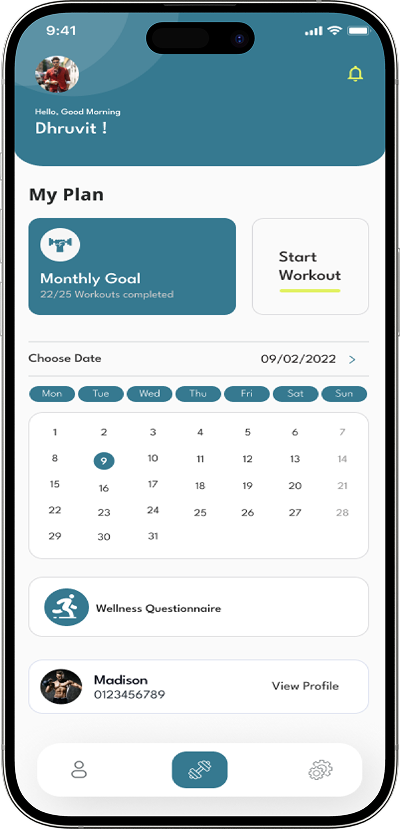 Fitness Metrics screen