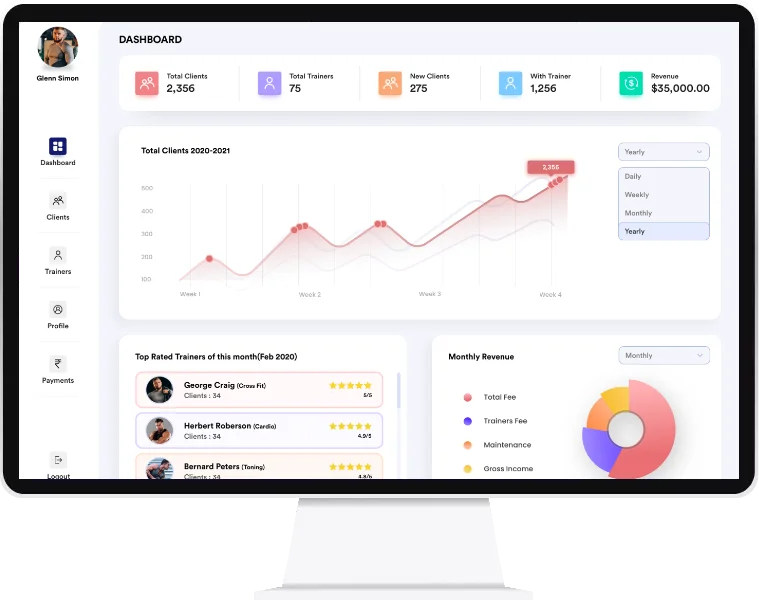 Fitness App Admin Dashboard Features