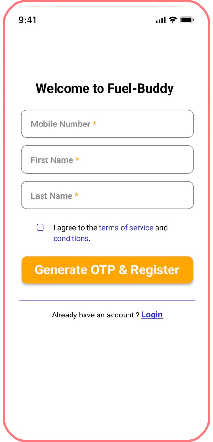Fuel Delivery App screens