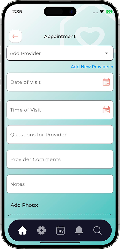 My Health Journal app screen