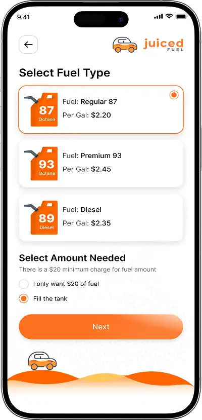 Juiced Fuel app screen