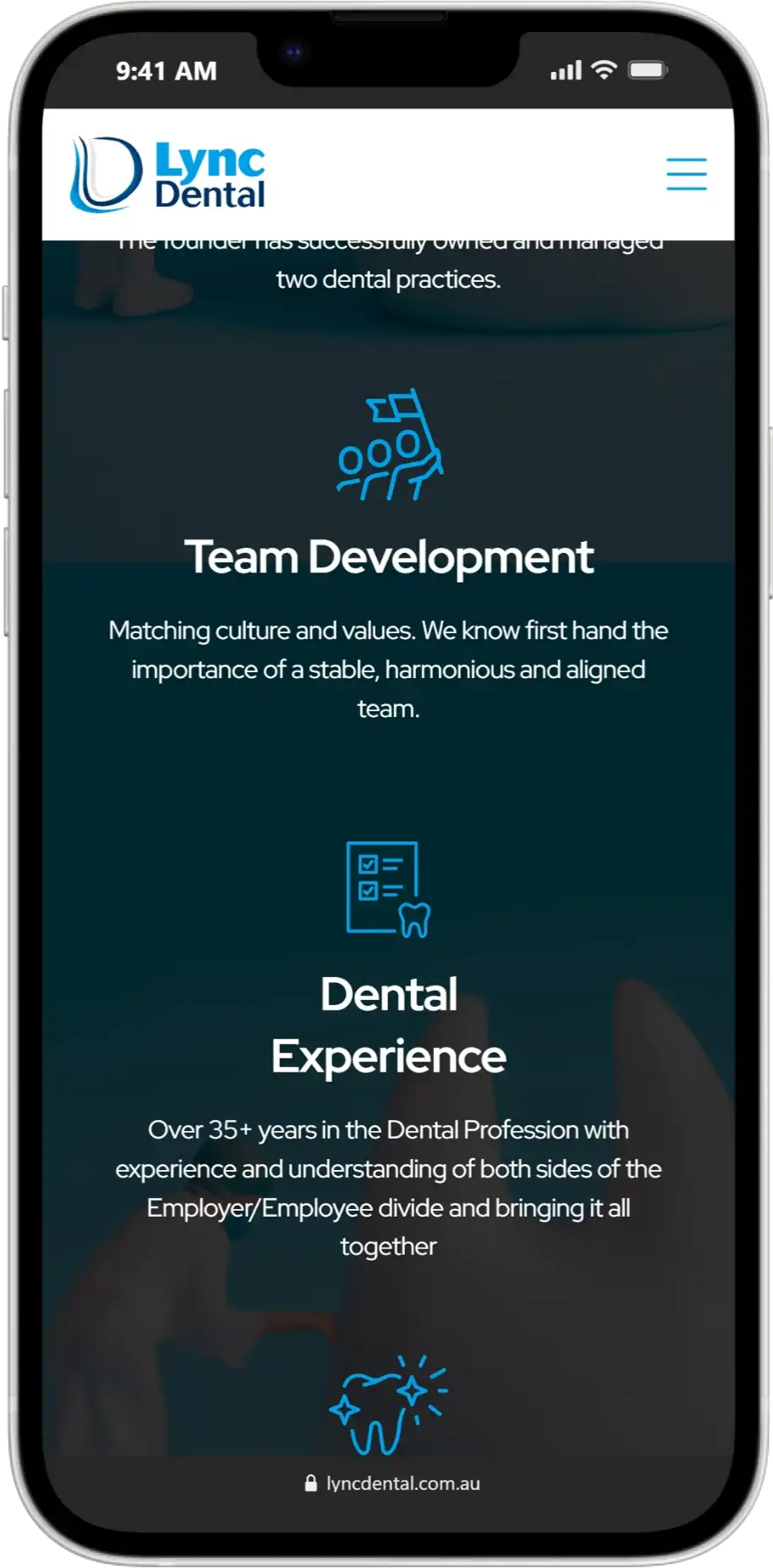 Lync Dental app screen