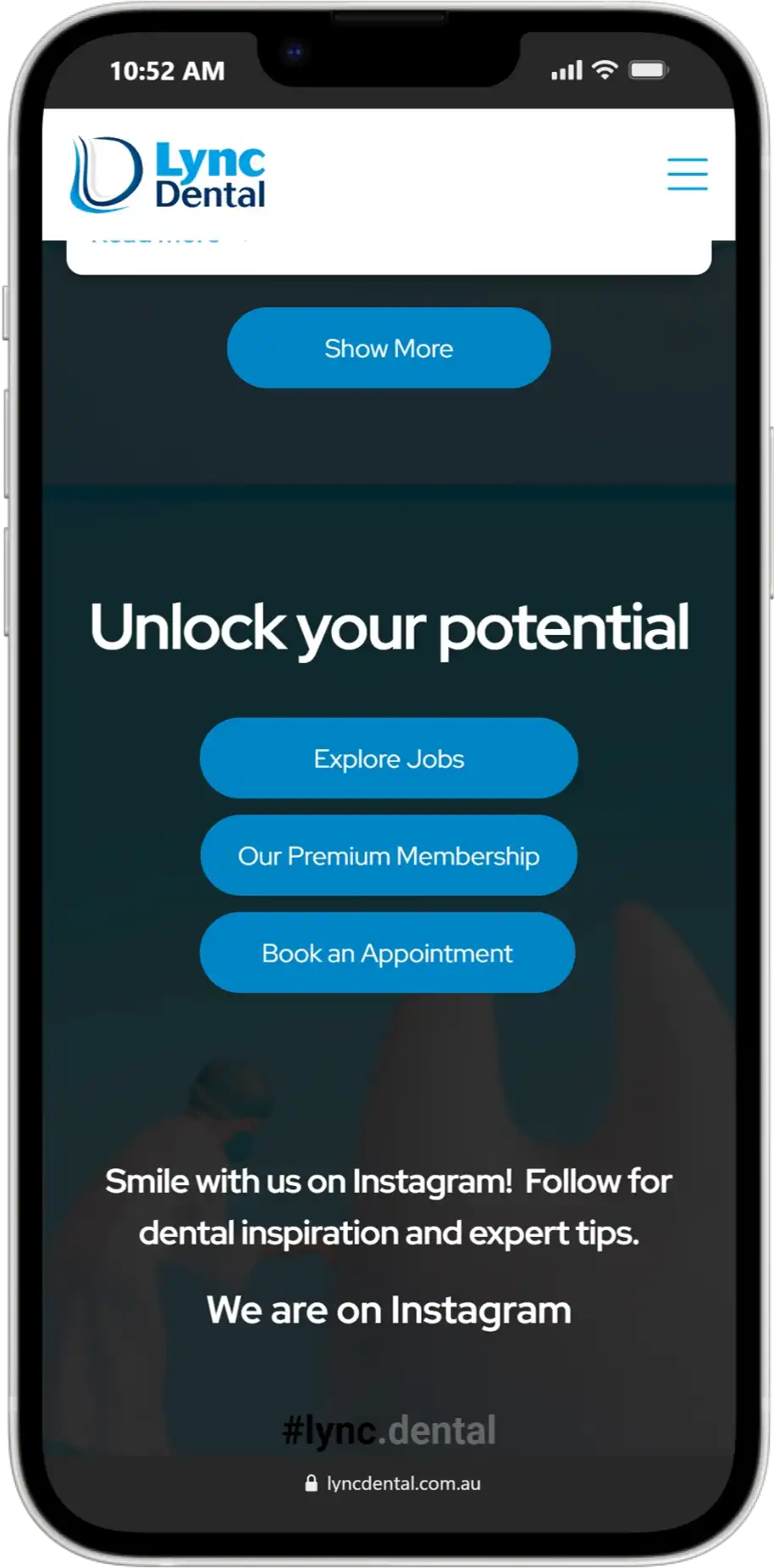 Lync Dental app screen