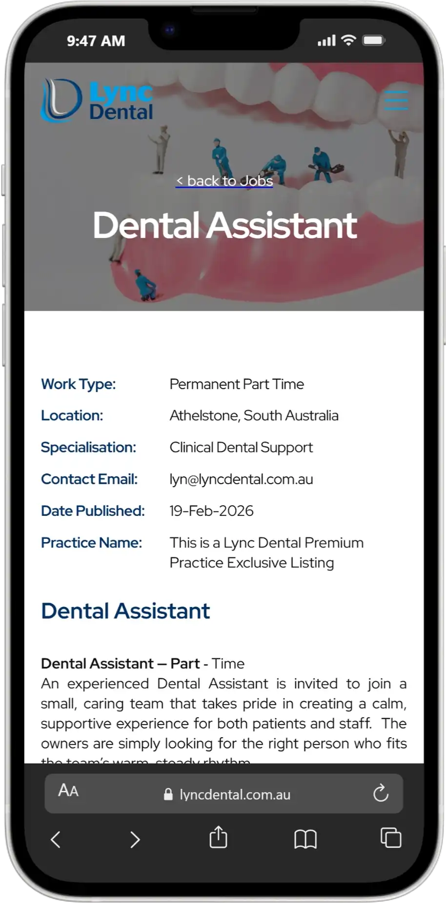 Lync Dental app screen