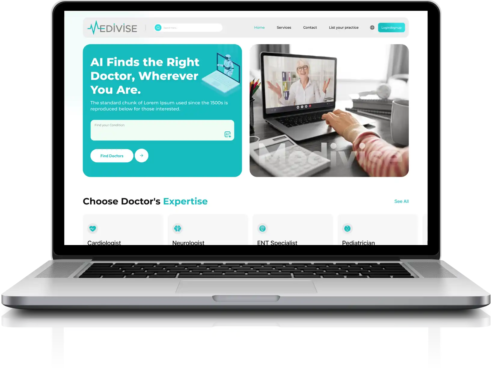 Medivise website built by JPLoft