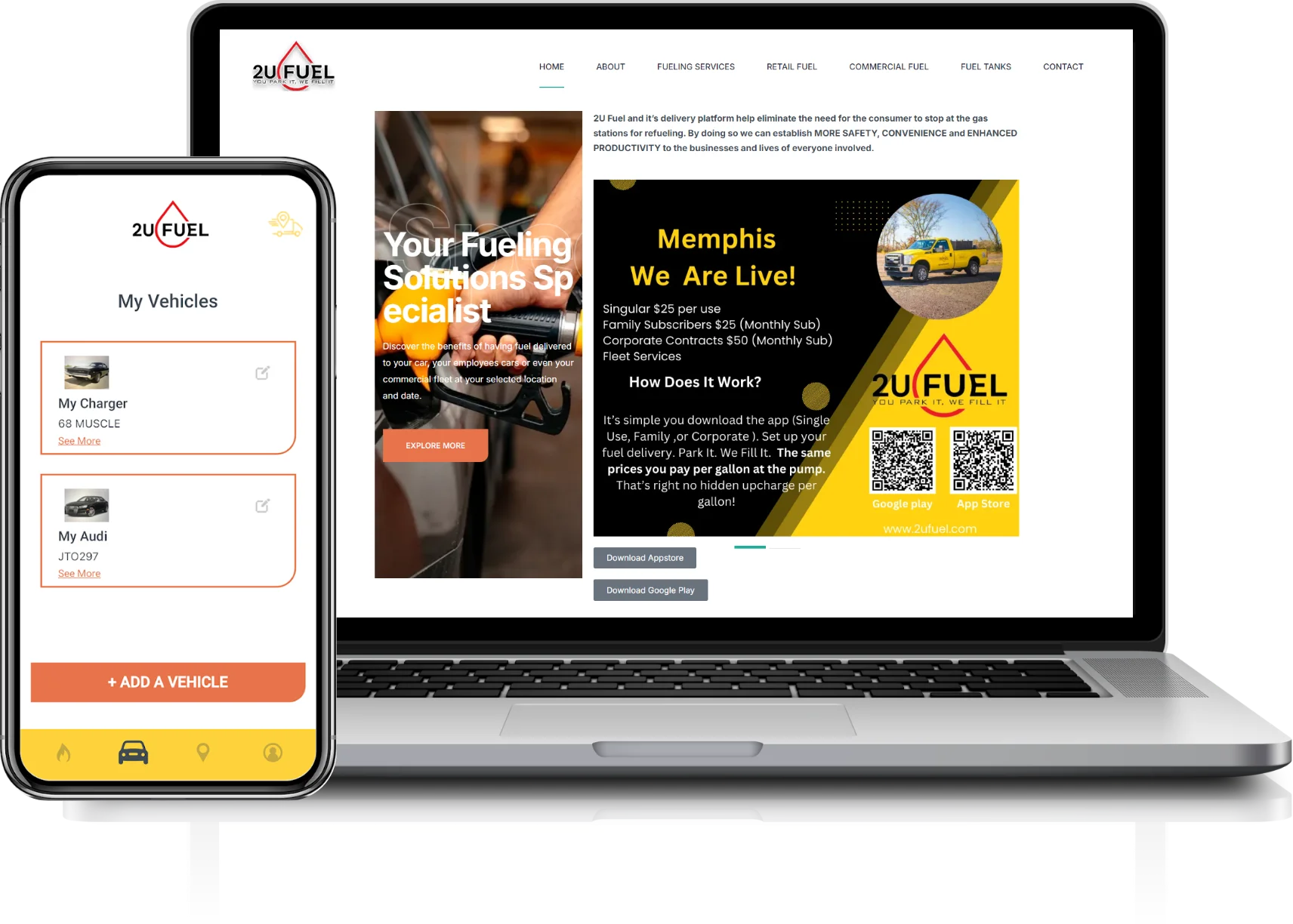 2U Fuel app and website built by JPLoft
