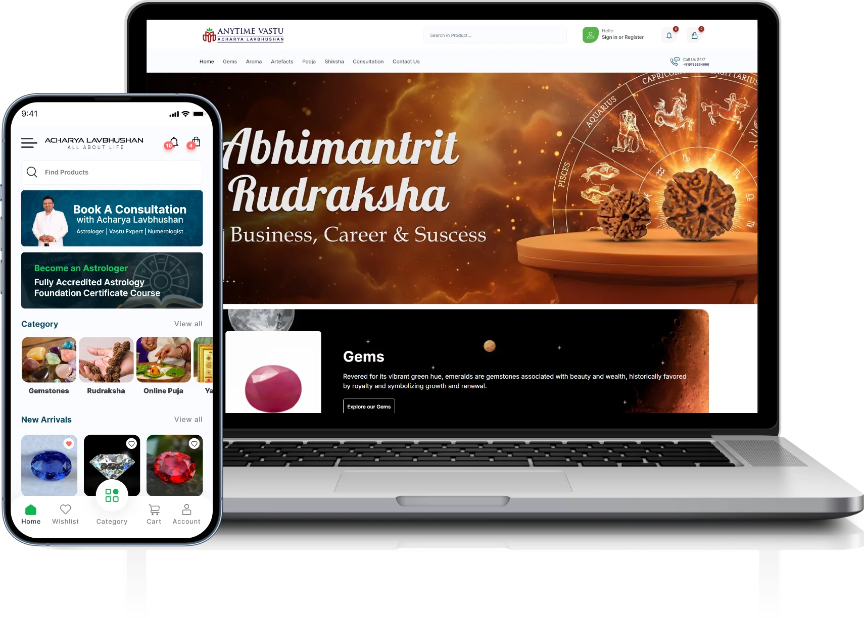 Anytime Vastu astrology app and website built by JPLoft