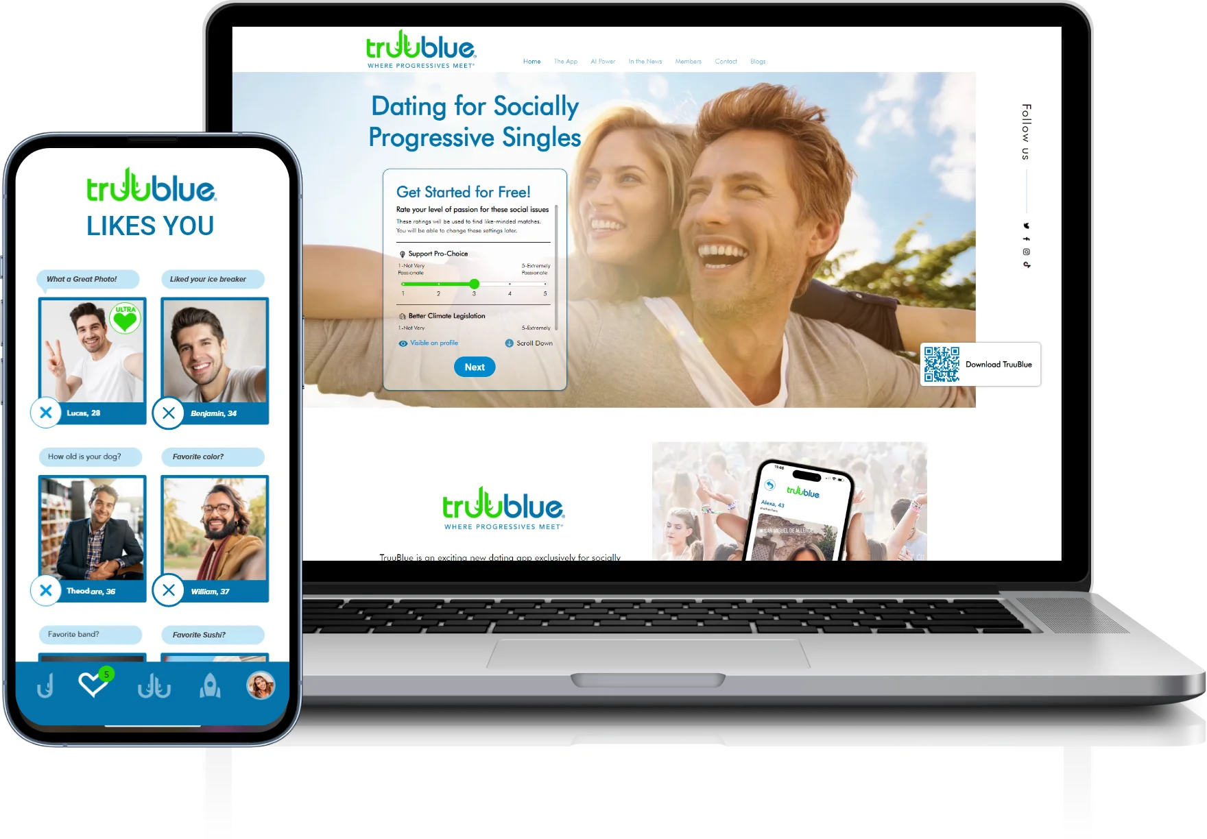 TrueBlue dating app and website built by JPLoft