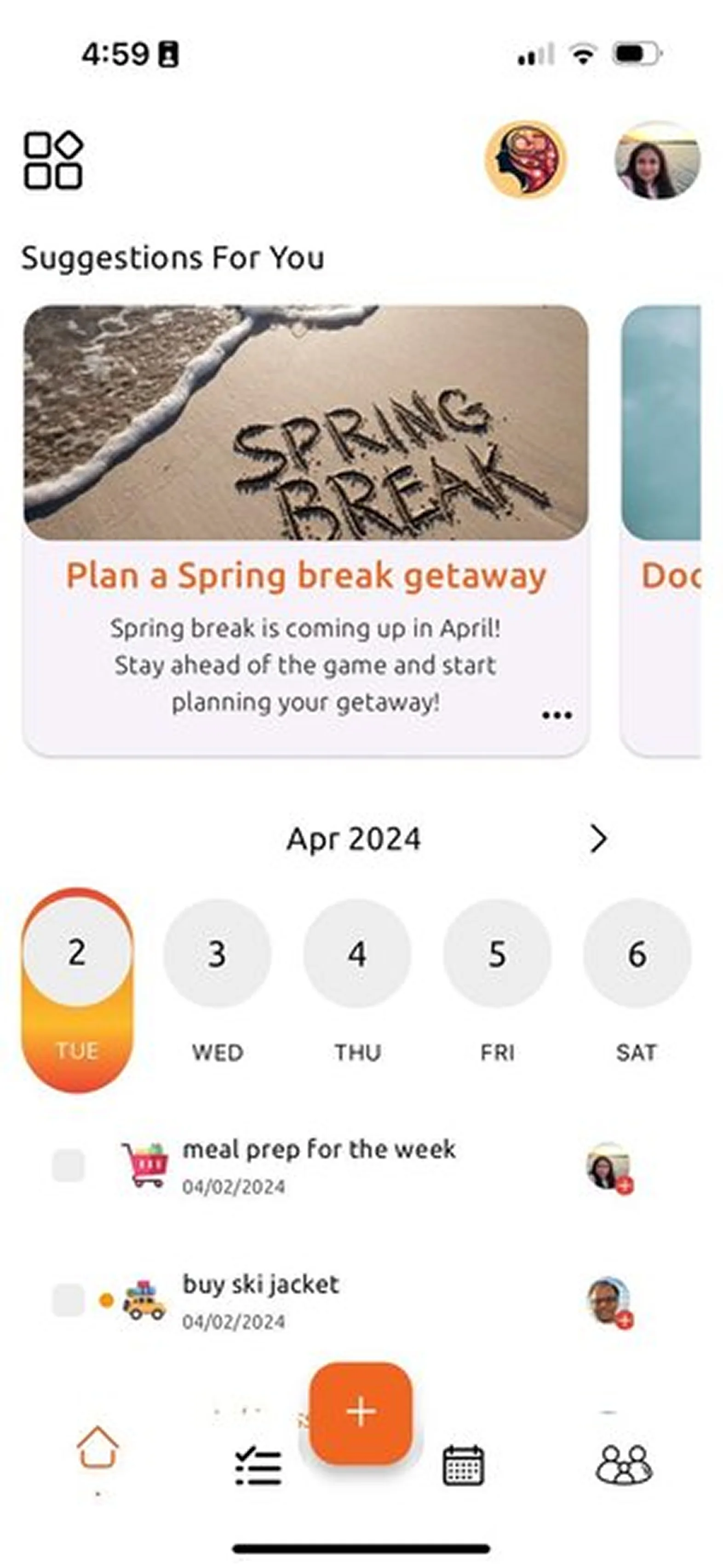 Eternal app screen