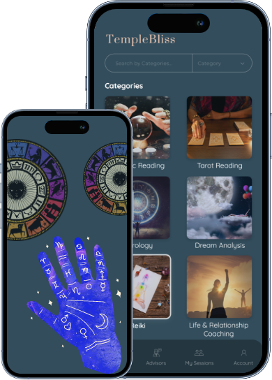 Temple Bliss astrology app and website built by JPLoft