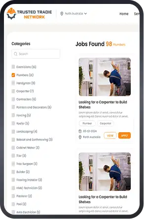 trasted tradie app screen