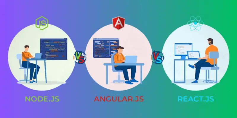 Difference Between Angular js, Node js, and React js in 2024