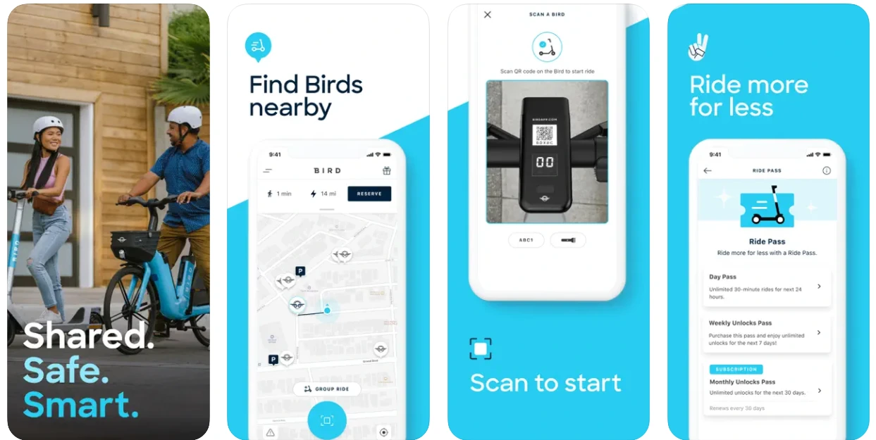 Bird top eScooter app