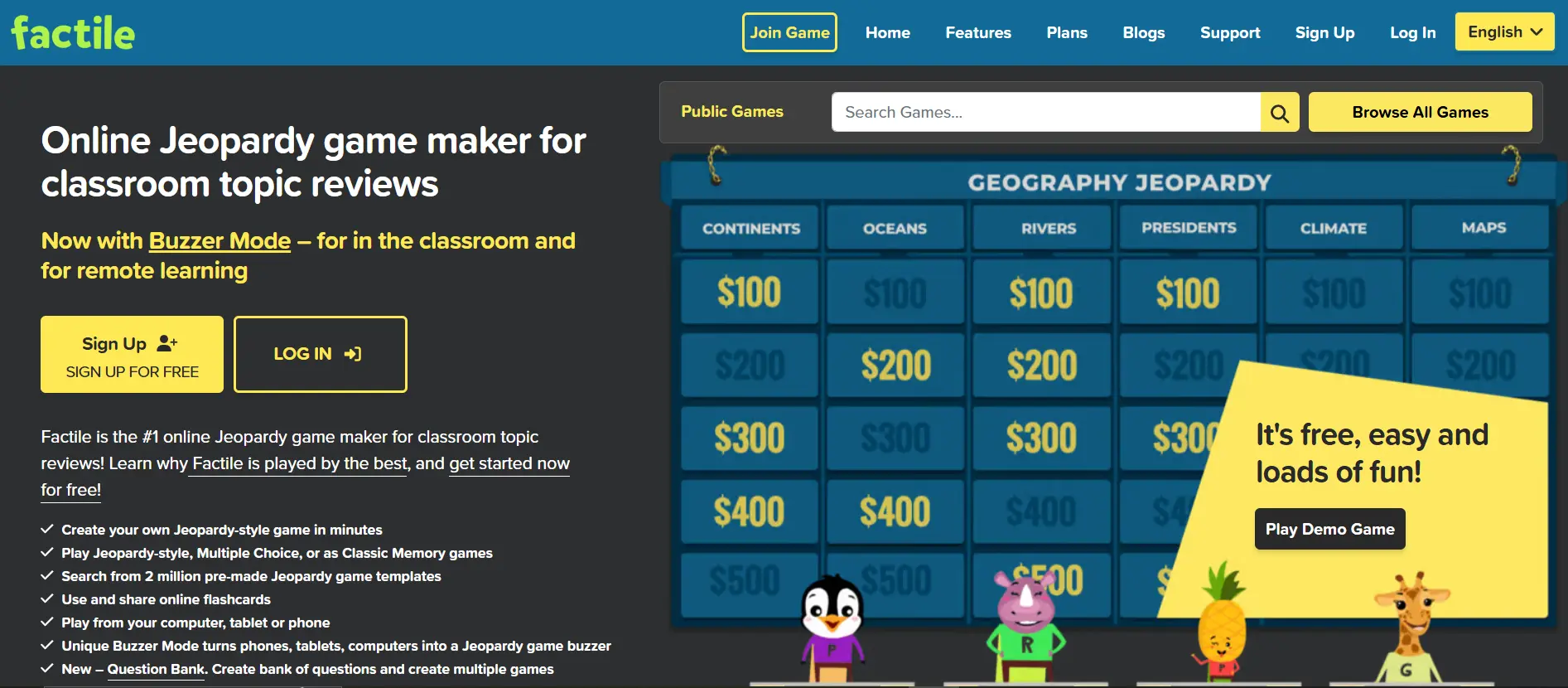 Factile educational app