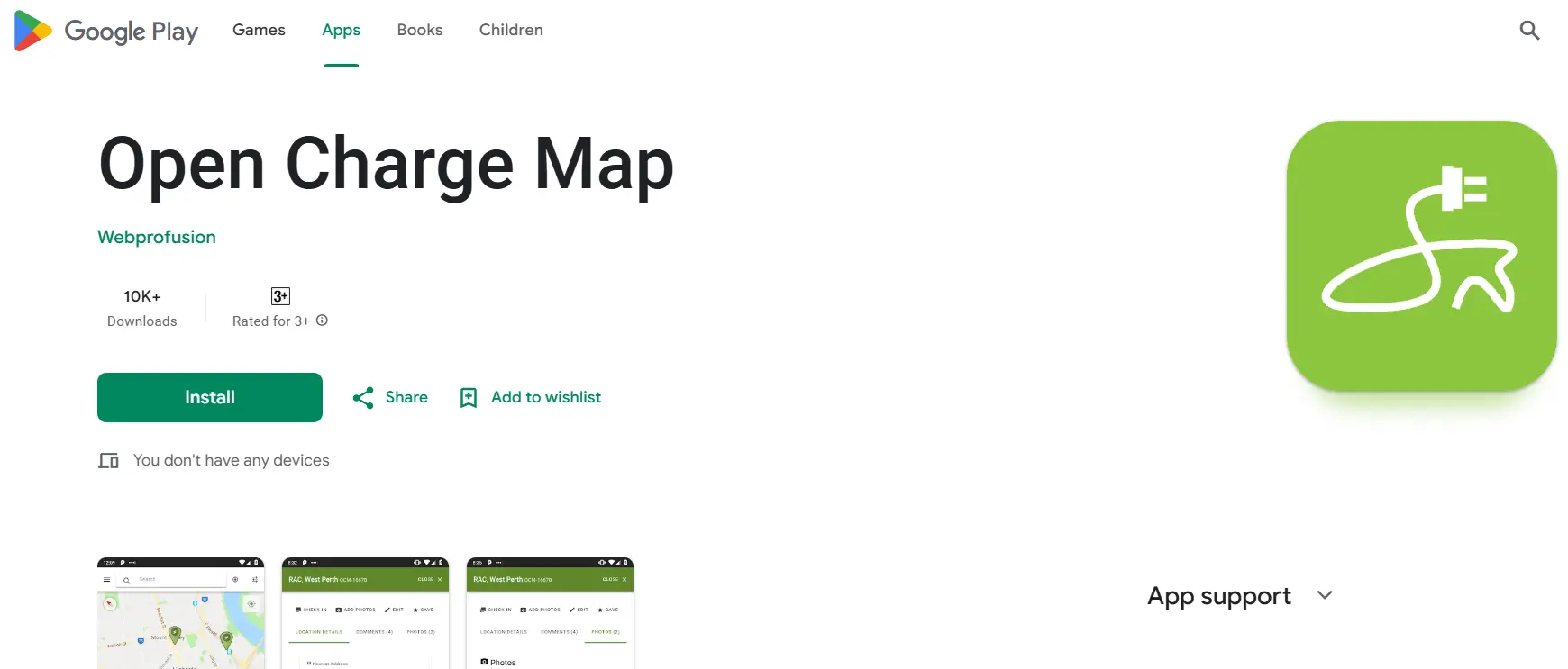 Opencharge EV app