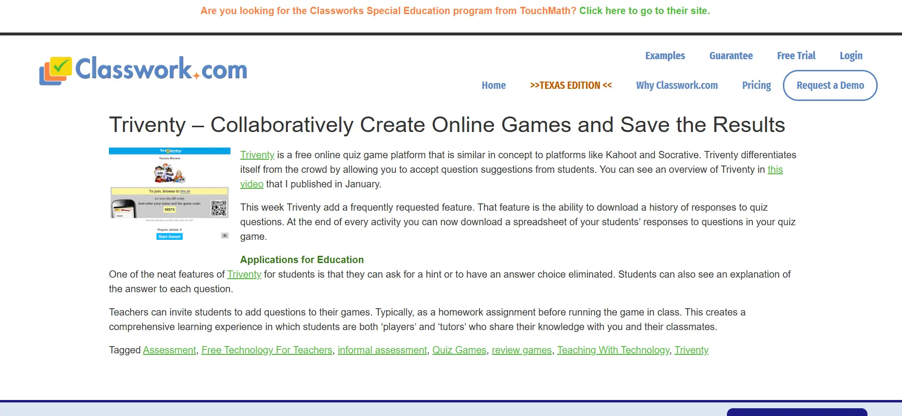 Triventy educational app
