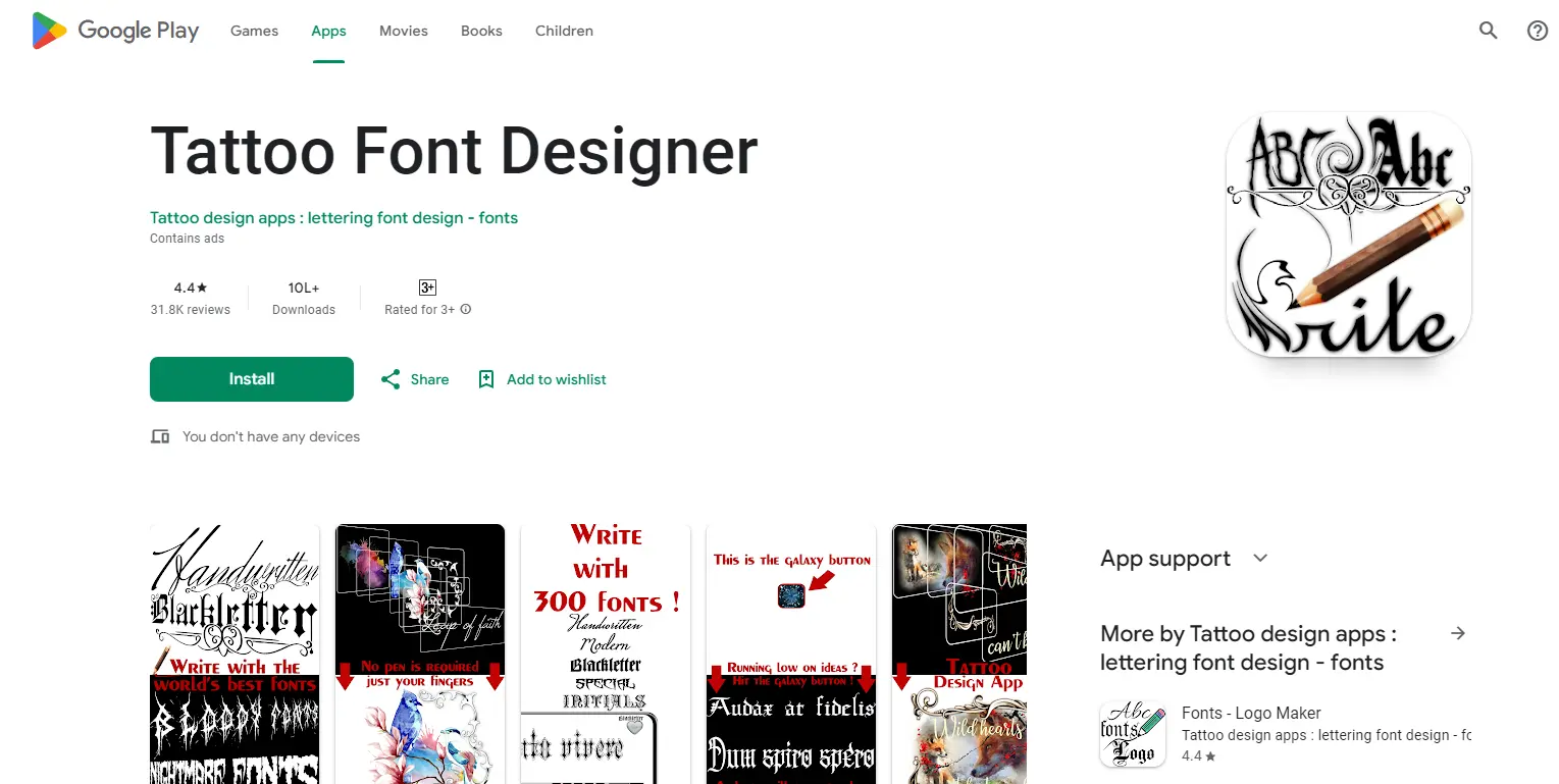 . Tattoo Font Designer